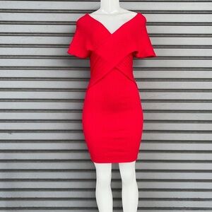 HWA Apparel Red Mini Off Shoulder Dress Size M
